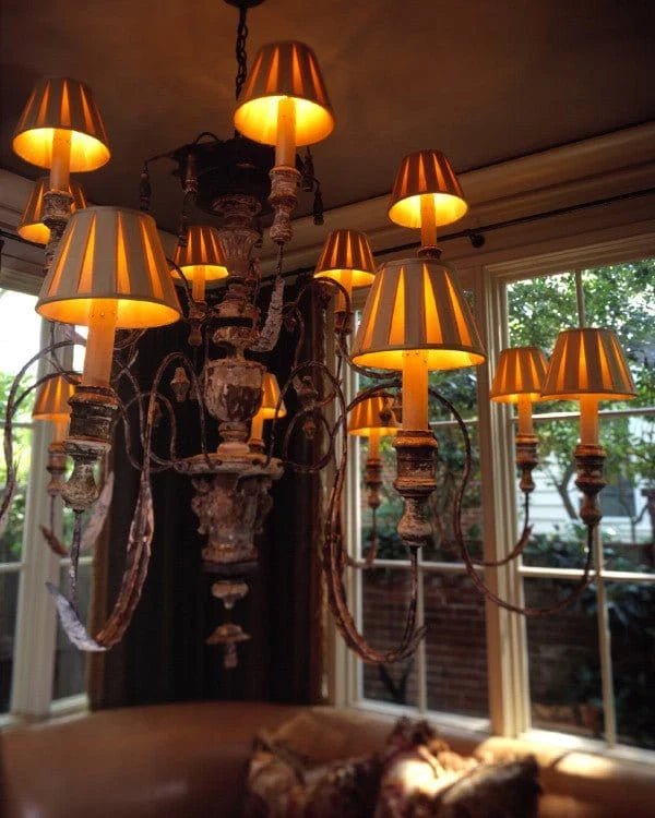 Box Pleat Silk Chandelier Lamp Shade in a Classic Empire Shape