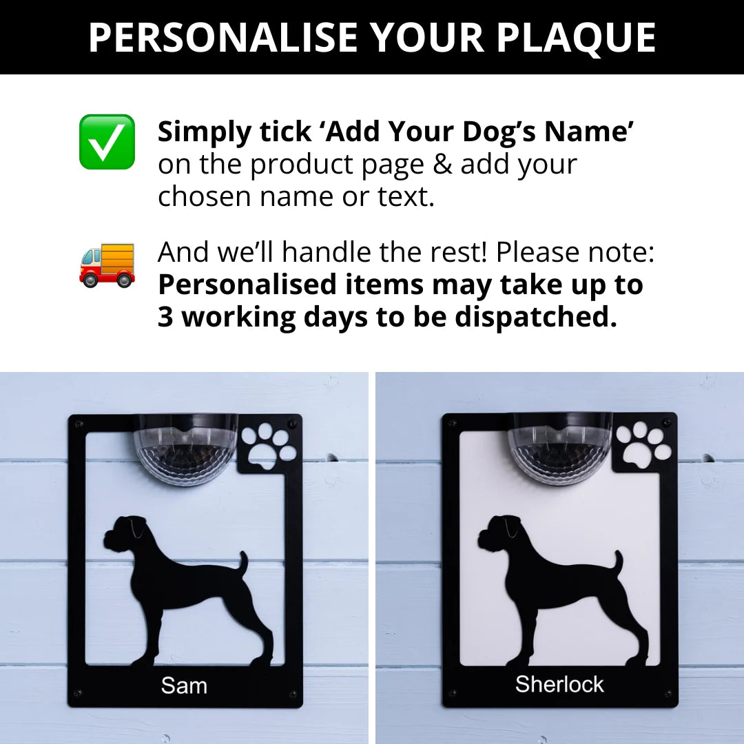 Boxer Dog Solar Wall Plaque