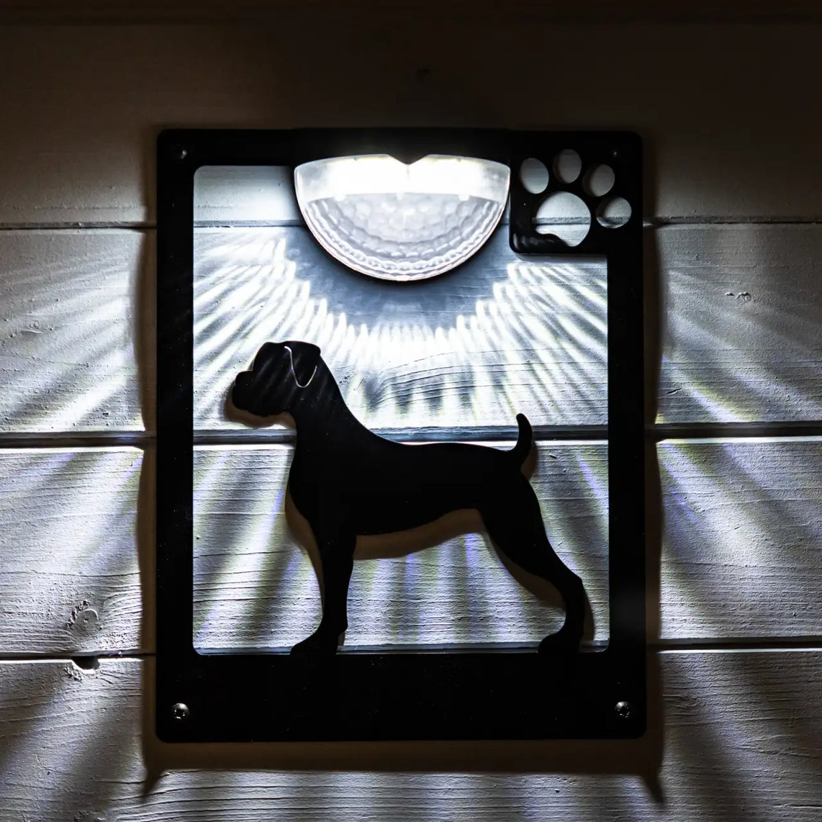 Boxer Dog Solar Wall Plaque