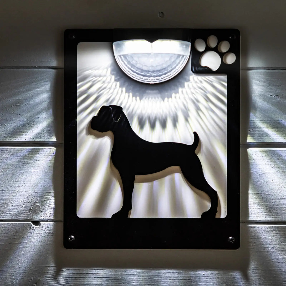 Boxer Dog Solar Wall Plaque