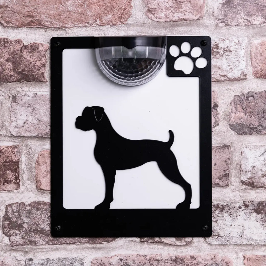 Boxer Dog Solar Wall Plaque