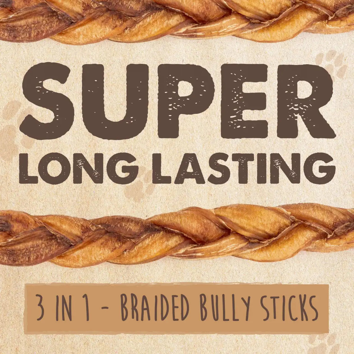 Braided Bully Sticks for Medium and Large Dogs, Single-Ingredient Grass-Fed Beef Chews in a 5 Pack Variety