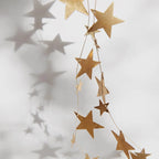Brass Star Garland in Mixed Star Sizes, Handcrafted in India for Tabletop and Windowsill Displays