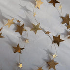 Brass Star Garland in Mixed Star Sizes, Handcrafted in India for Tabletop and Windowsill Displays
