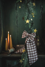 Brass Star Garland in Mixed Star Sizes, Handcrafted in India for Tabletop and Windowsill Displays