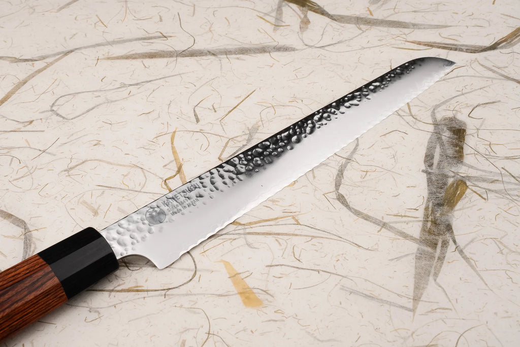 Bread Knife for Homemade Bread with 210mm Serrated VG10 Stainless Steel Blade and Heptagon Pakka Wood Handle