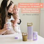 Breast Milk Storage Set with Insulated Cooler, 5 oz Glass Bottle and Ice Pack for Pumping, Storing and Feeding