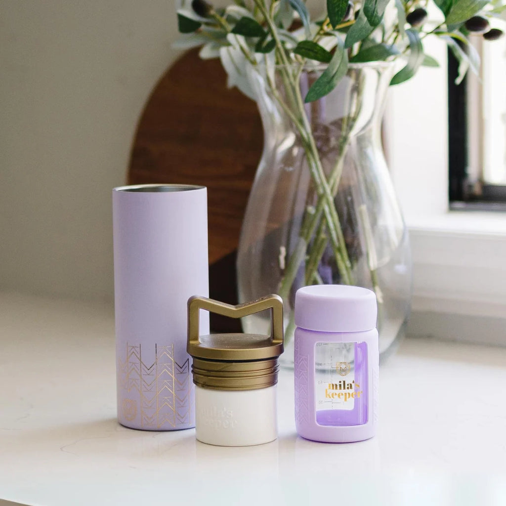 Breast Milk Storage Set with Insulated Cooler, 5 oz Glass Bottle and Ice Pack for Pumping, Storing and Feeding