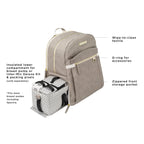 Breast Pump Bag and Diaper Backpack in Grey Matte, Featuring a Separate Lower Compartment and Changing Pad