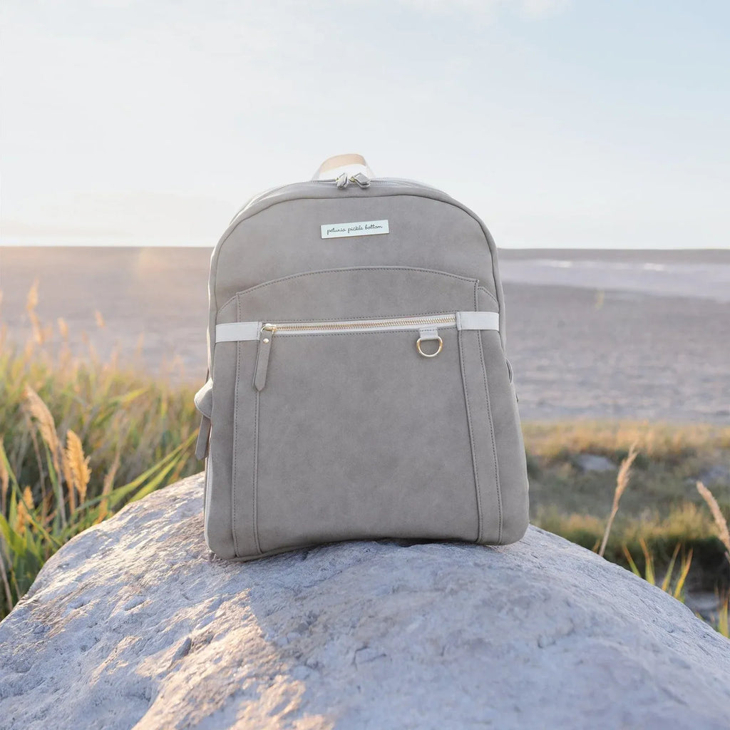 Breast Pump Bag and Diaper Backpack in Grey Matte, Featuring a Separate Lower Compartment and Changing Pad