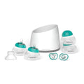 Breastmilk Bottle Starter Set with Four 5 oz Stackable Bottles and a Non-Electric Warming Bowl — Teal