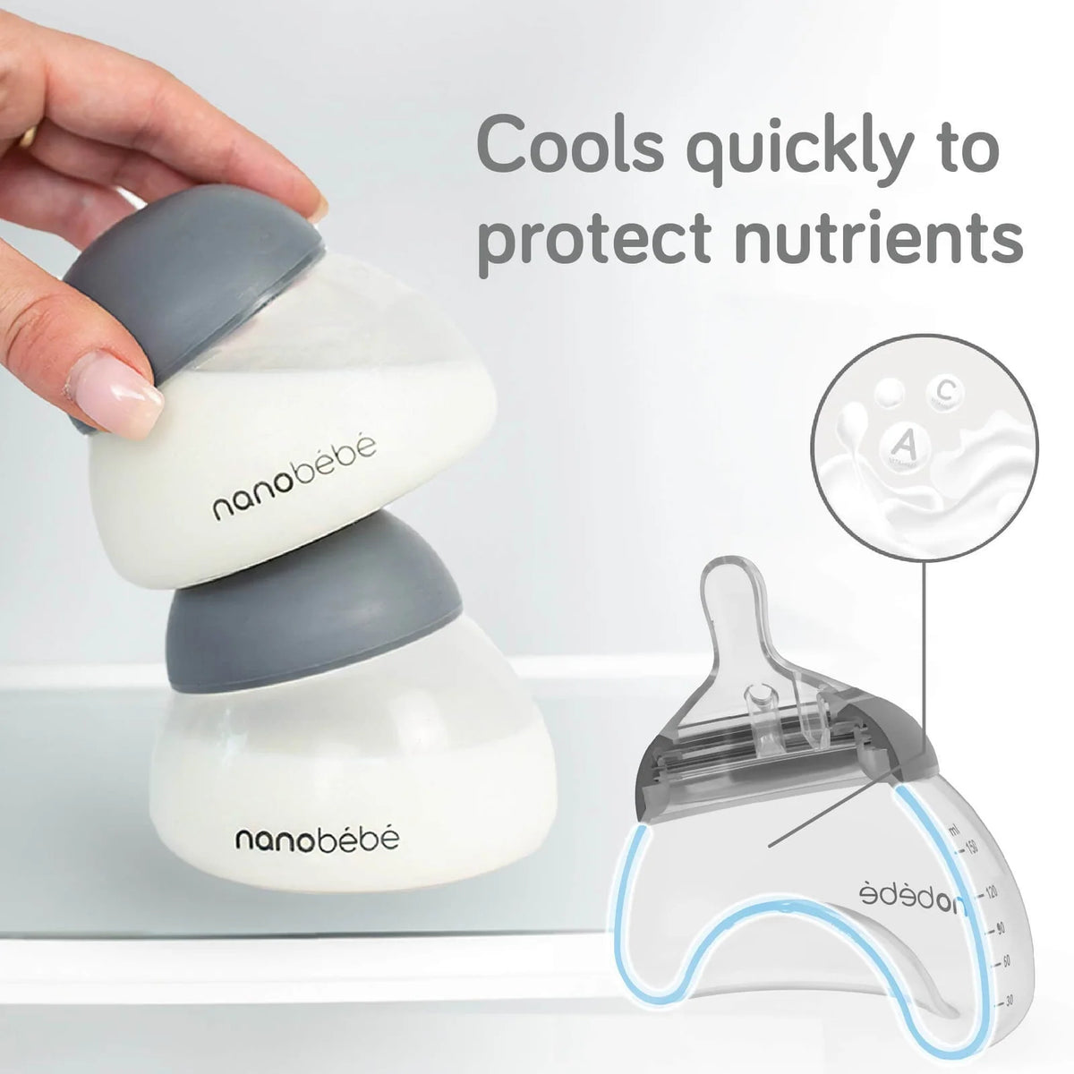 Breastmilk Bottle Starter Set with Four 5 oz Stackable Bottles and a Non-Electric Warming Bowl
