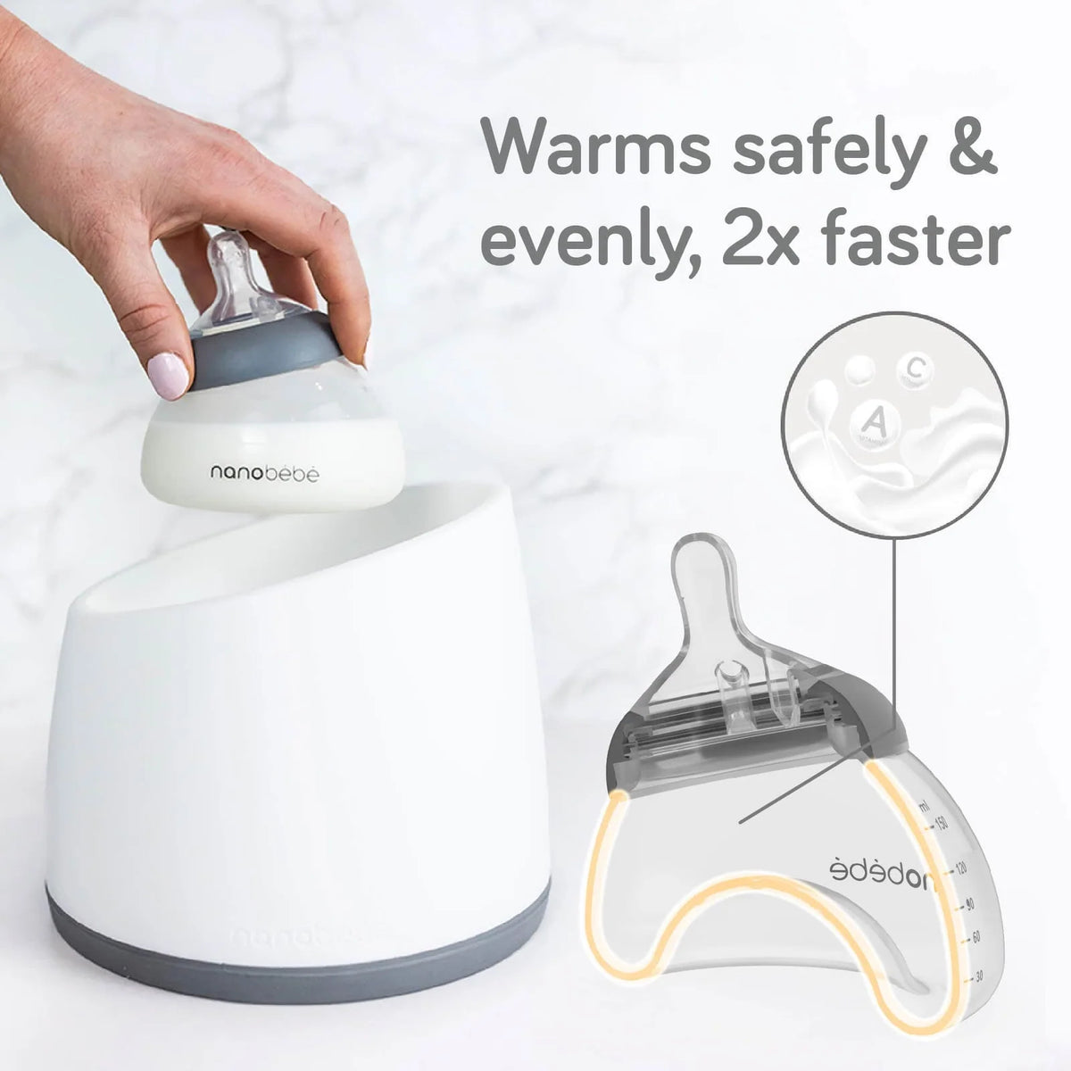 Breastmilk Bottle Starter Set with Four 5 oz Stackable Bottles and a Non-Electric Warming Bowl