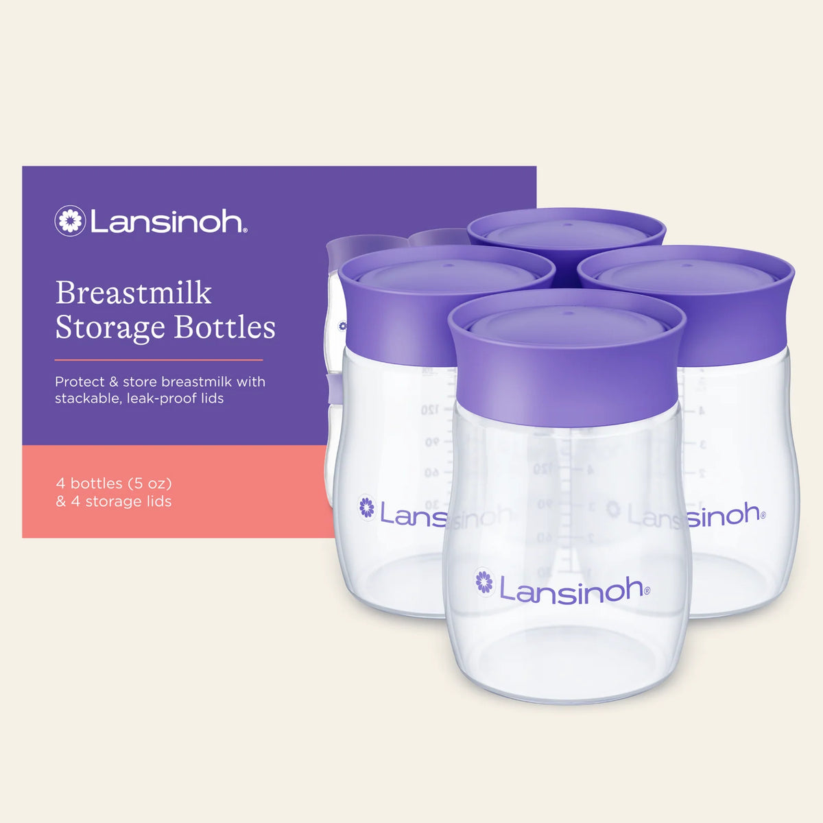 Breastmilk Storage Bottles in a 4-Pack of 5 oz Wide-Neck Bottles
