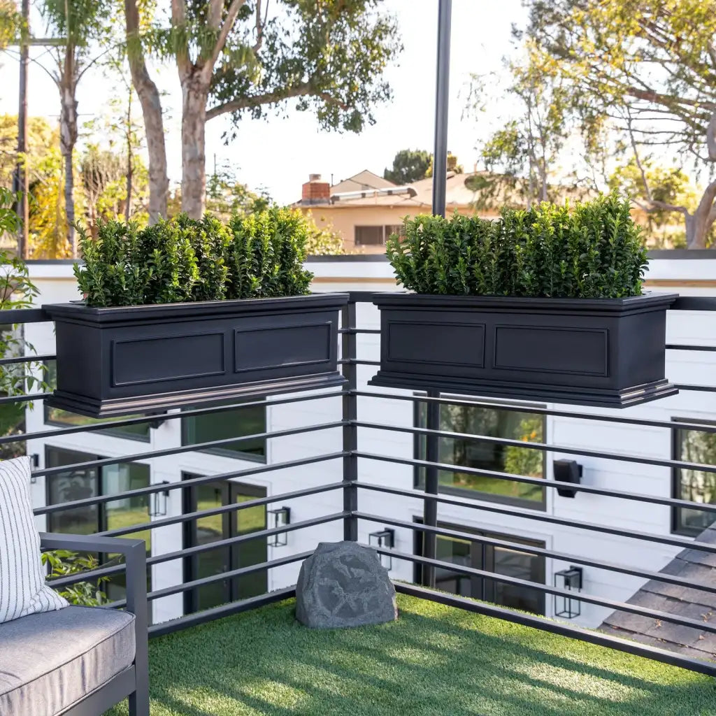 Brixton Railing Planter for Windows and Balconies, Modern Geometric Design in Black, Gray, or White