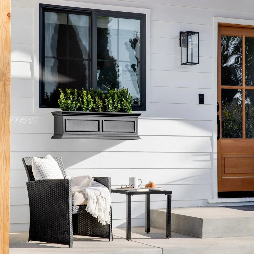 Brixton Railing Planter for Windows and Balconies, Modern Geometric Design in Black, Gray, or White