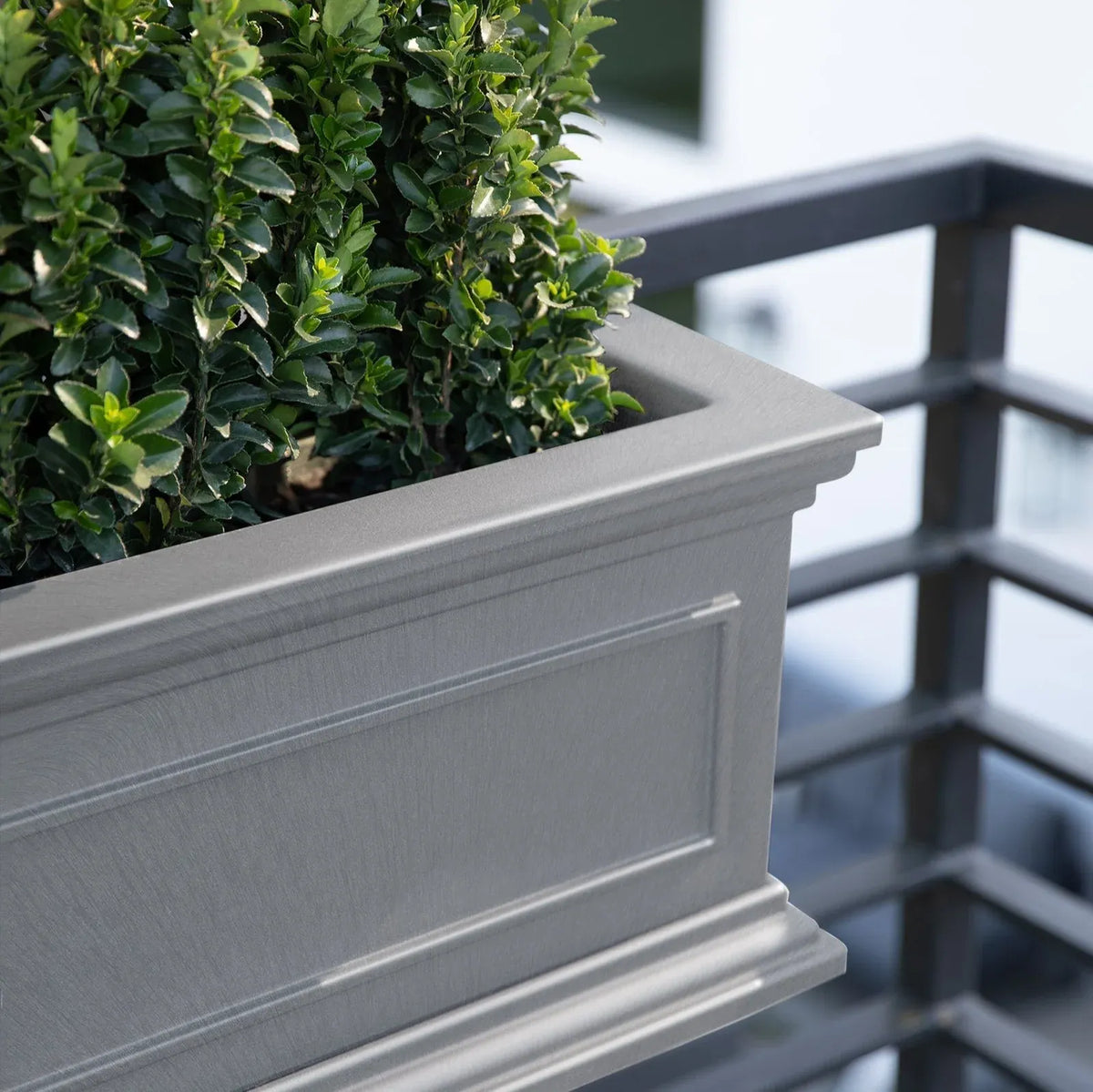 Brixton Railing Planter for Windows and Balconies, Modern Geometric Design in Black, Gray, or White