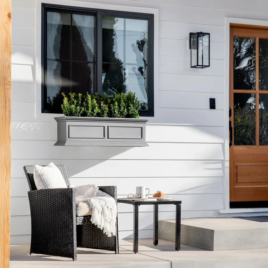 Brixton Railing Planter for Windows and Balconies, Modern Geometric Design in Black, Gray, or White