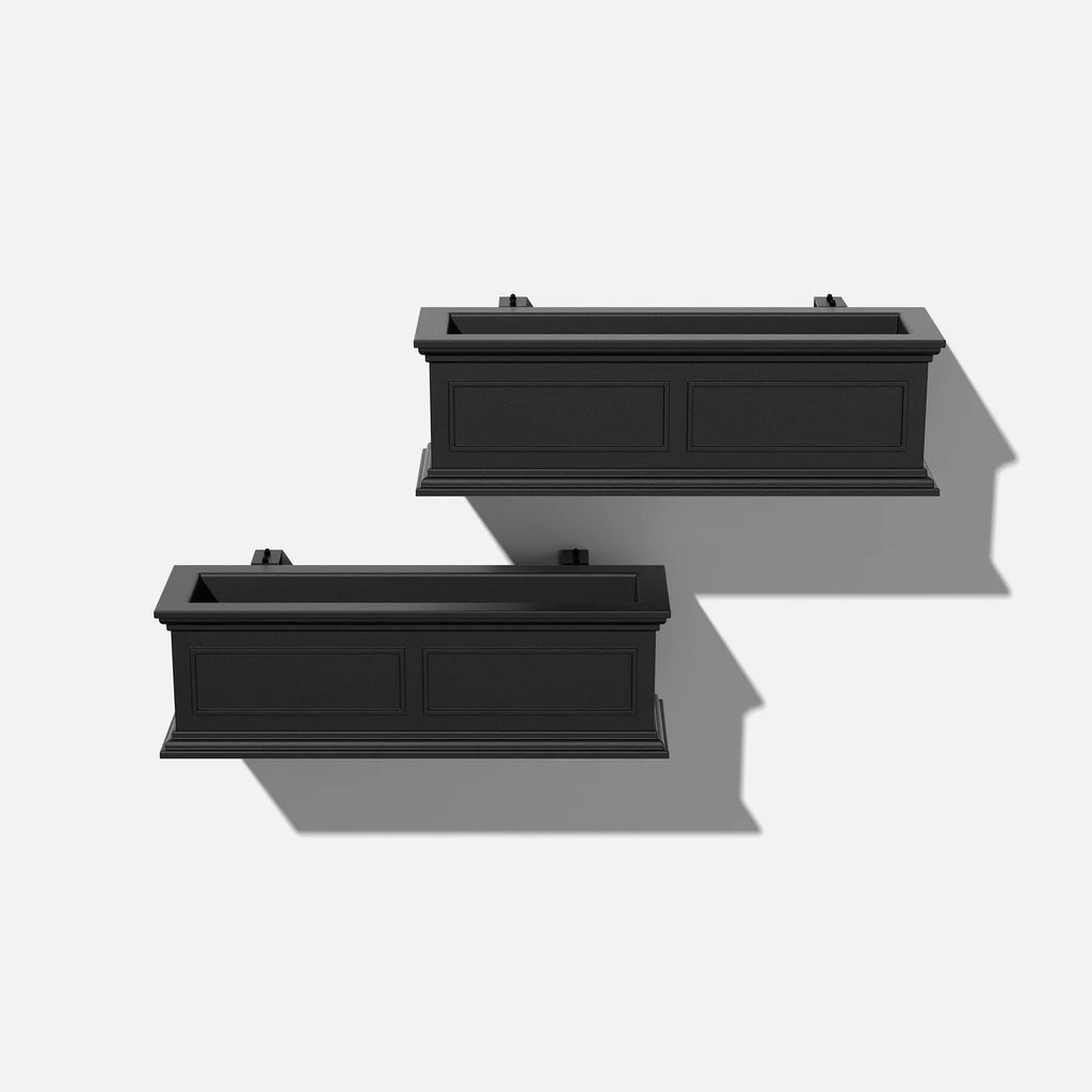 Brixton Railing Planter for Windows and Balconies, Modern Geometric Design in Black, Gray, or White