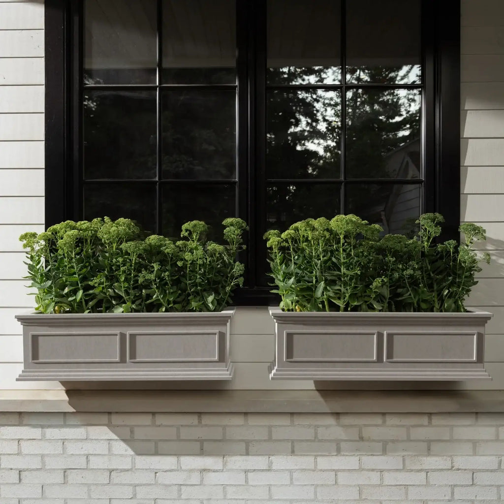 Brixton Railing Planter for Windows and Balconies, Modern Geometric Design in Black, Gray, or White