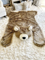 Brown Bear Nursery Rug in Plush Faux Fur