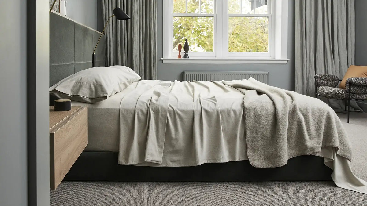 Brushed Cotton Flannel Fitted Sheet in Multiple Bedding Sizes and Calm Bedroom Colours · 100% brushed cotton flannel