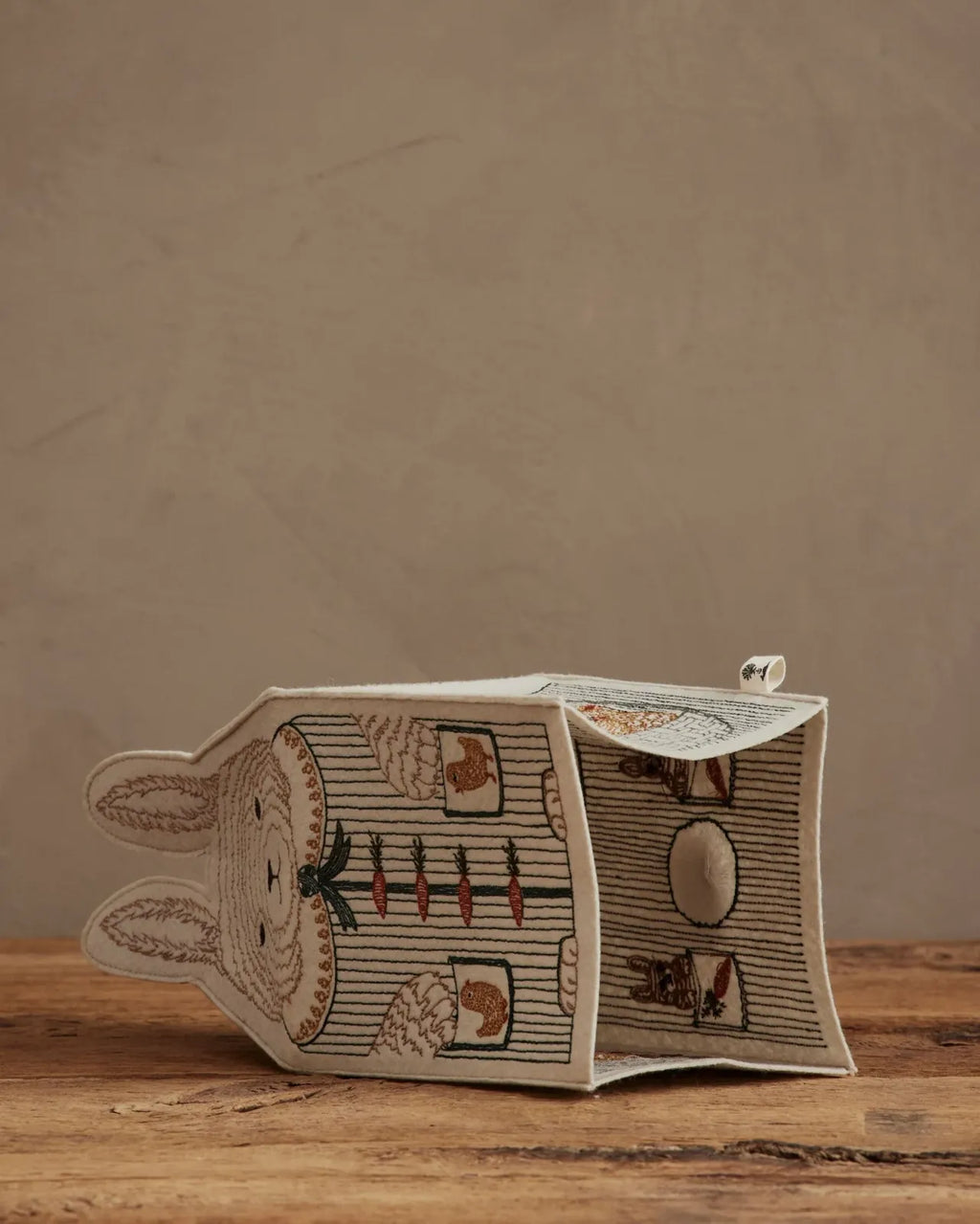 Bunny Tissue Box Cover in Embroidered Felt