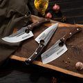 Butcher Knife Set for Kitchen Meat and BBQ Prep with Cleaver, Boning and Slicing Knives, Leather Sheaths