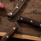 Butcher Knife Set for Kitchen Meat and BBQ Prep with Cleaver, Boning and Slicing Knives, Leather Sheaths