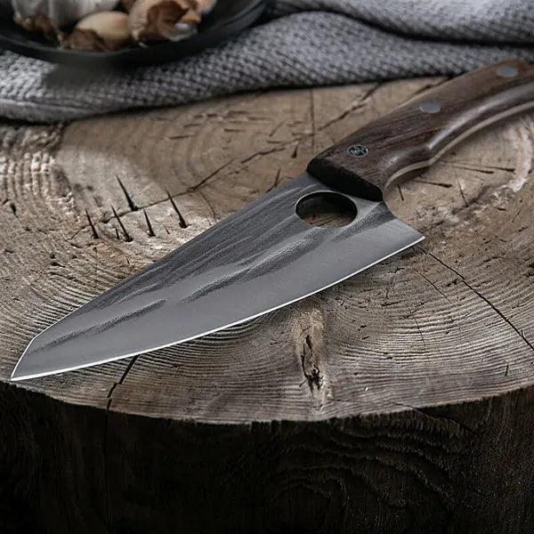 Butcher Knife Set for Kitchen Meat and BBQ Prep with Cleaver, Boning and Slicing Knives, Leather Sheaths