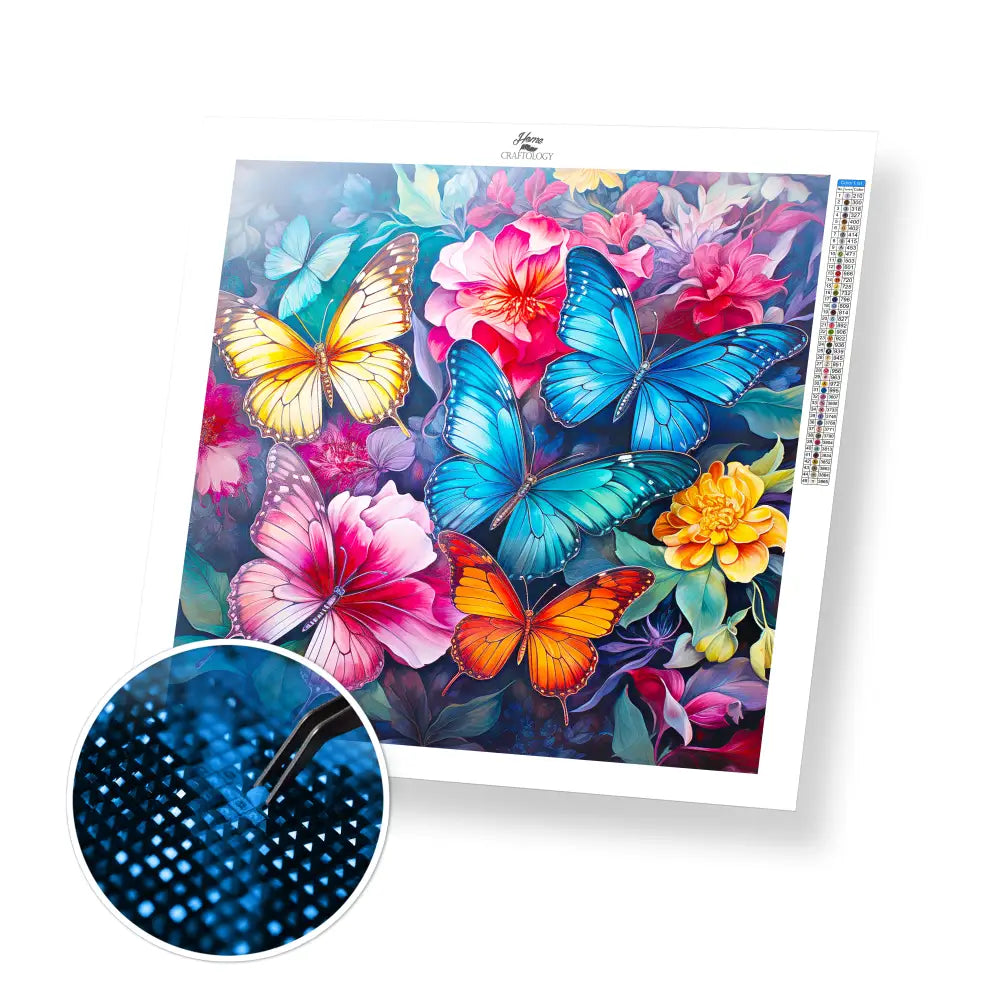 Butterfly Diamond Pa — 20x20cm / 8x8" / Square (Most Popular) / No Frame / 20x20cm / 8x8" / Round / No Frame / 30x30cm / 12x1