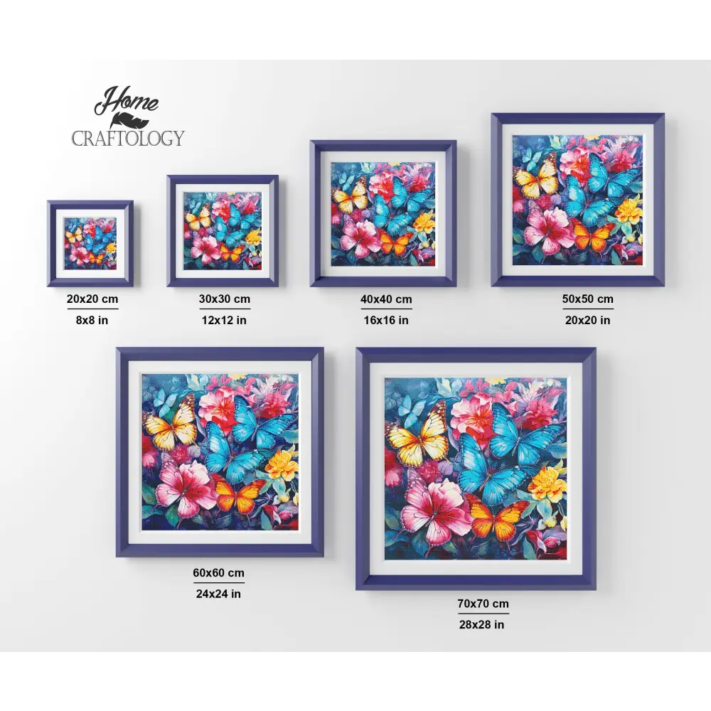 Butterfly Diamond Painting Kit with Full Drill Canvas, Square or Round Diamonds, Optional Frame and Creative Craft Tools