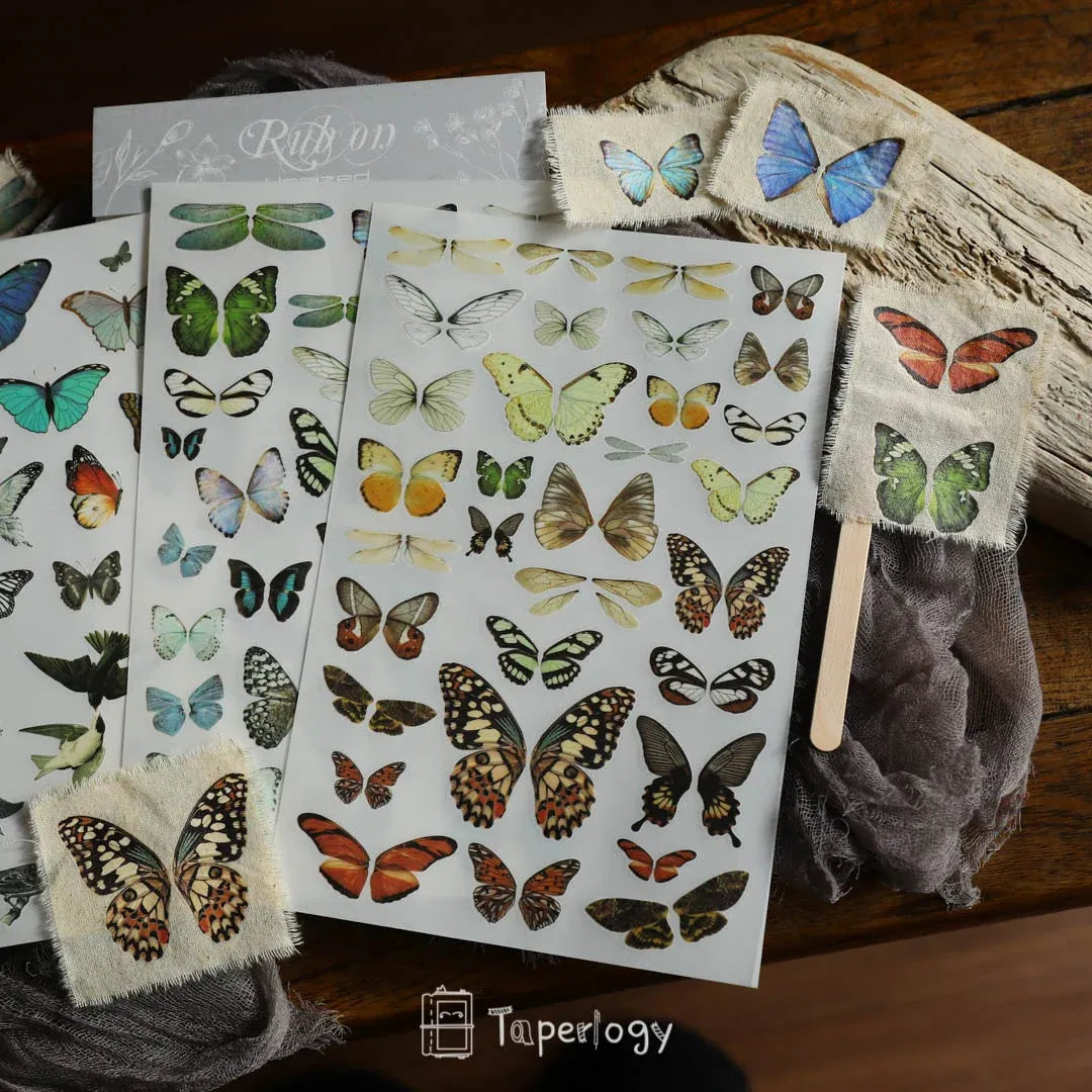 Butterfly Rub-on Stickers in a Three-Sheet Pack for Adding Decorative Motifs to Creative Craft Projects