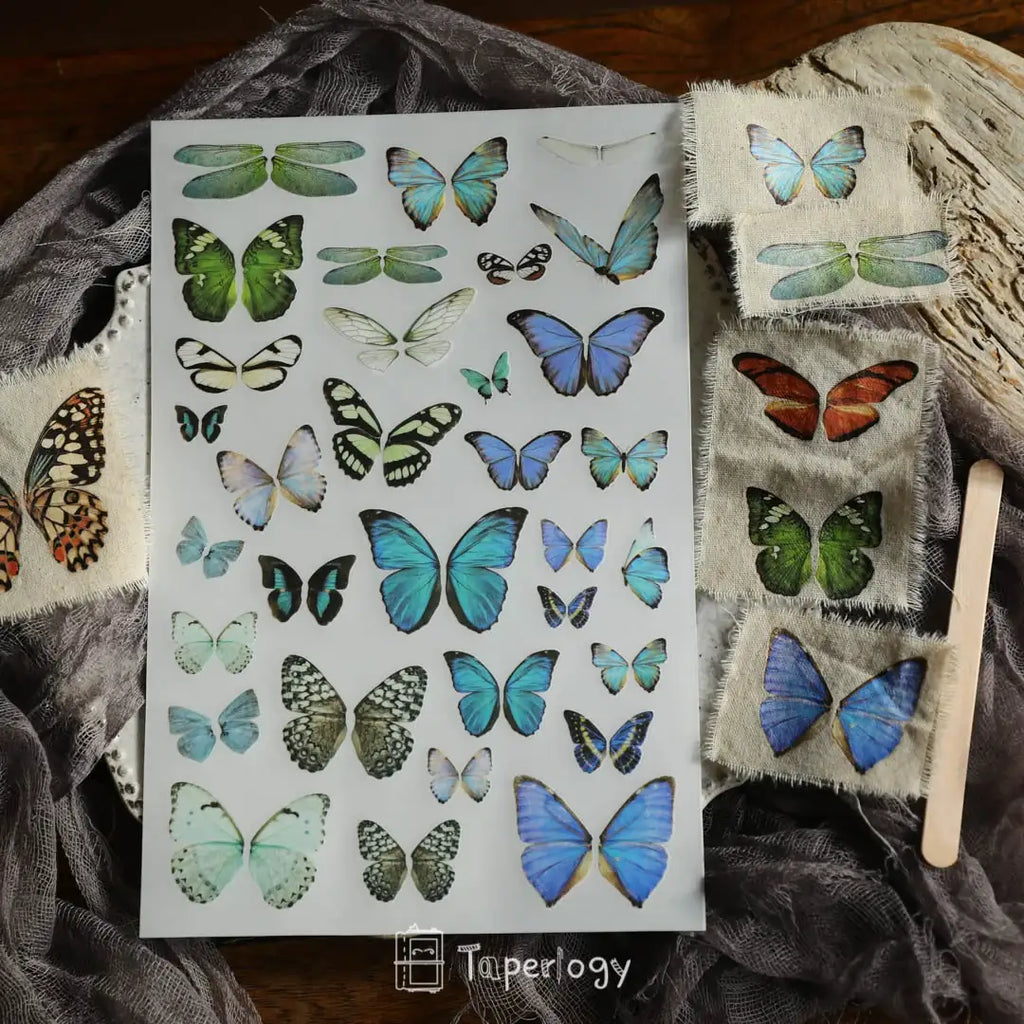 Butterfly Rub-on Stickers in a Three-Sheet Pack for Adding Decorative Motifs to Creative Craft Projects