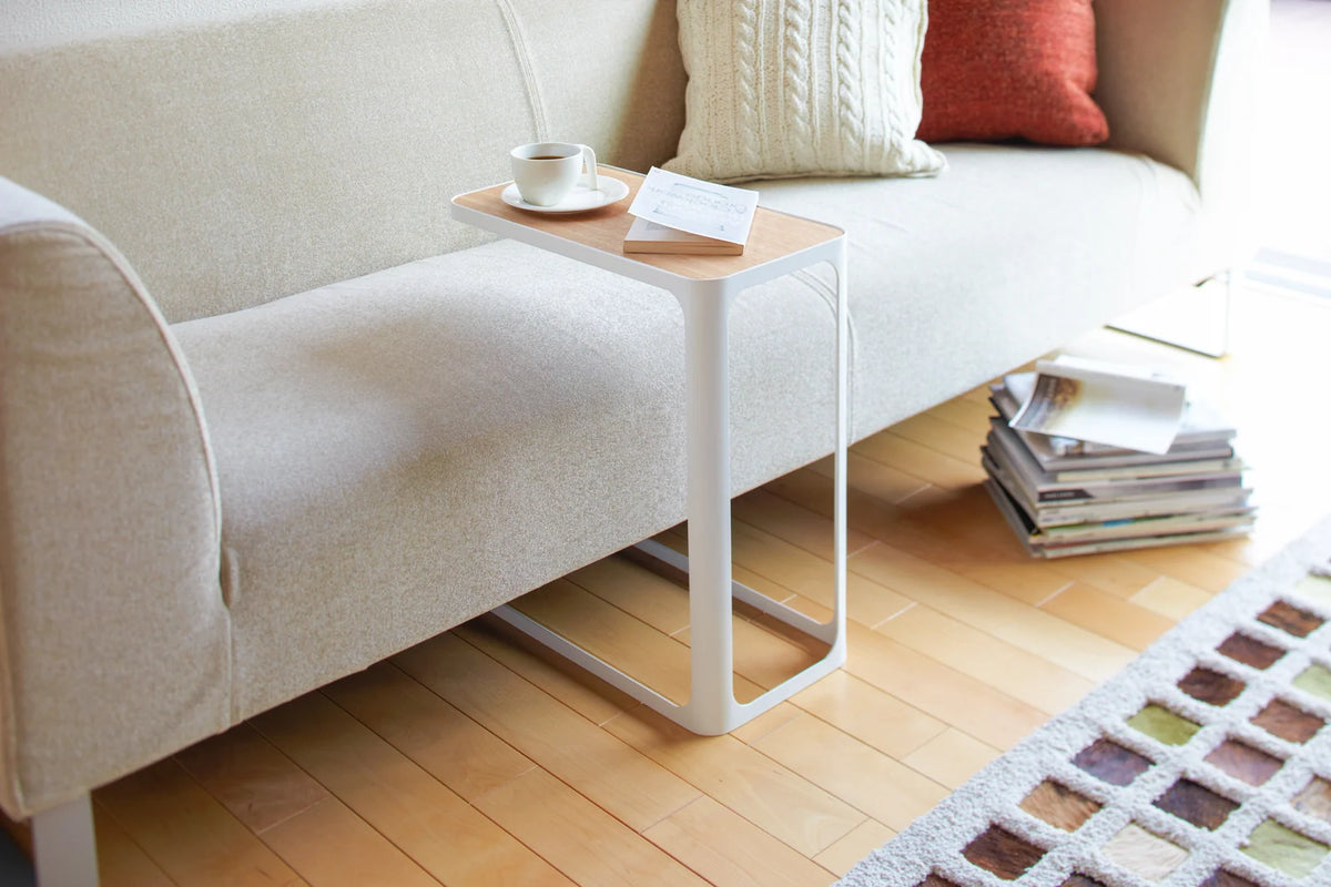 C Shaped End Table, White