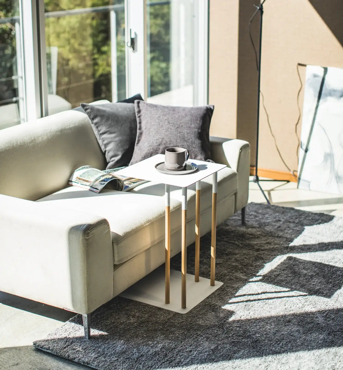 C-Shaped End Table, White