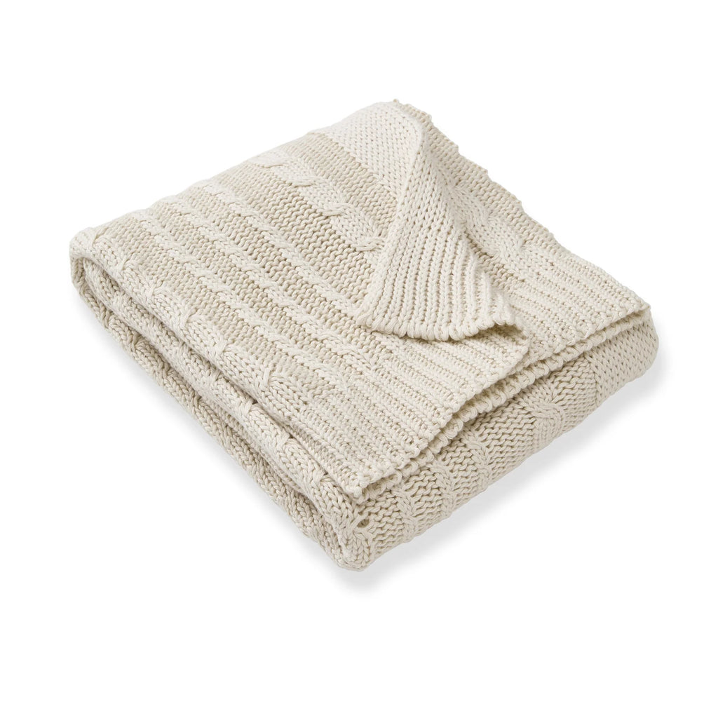 Cable Knit Baby Blanket in Oat