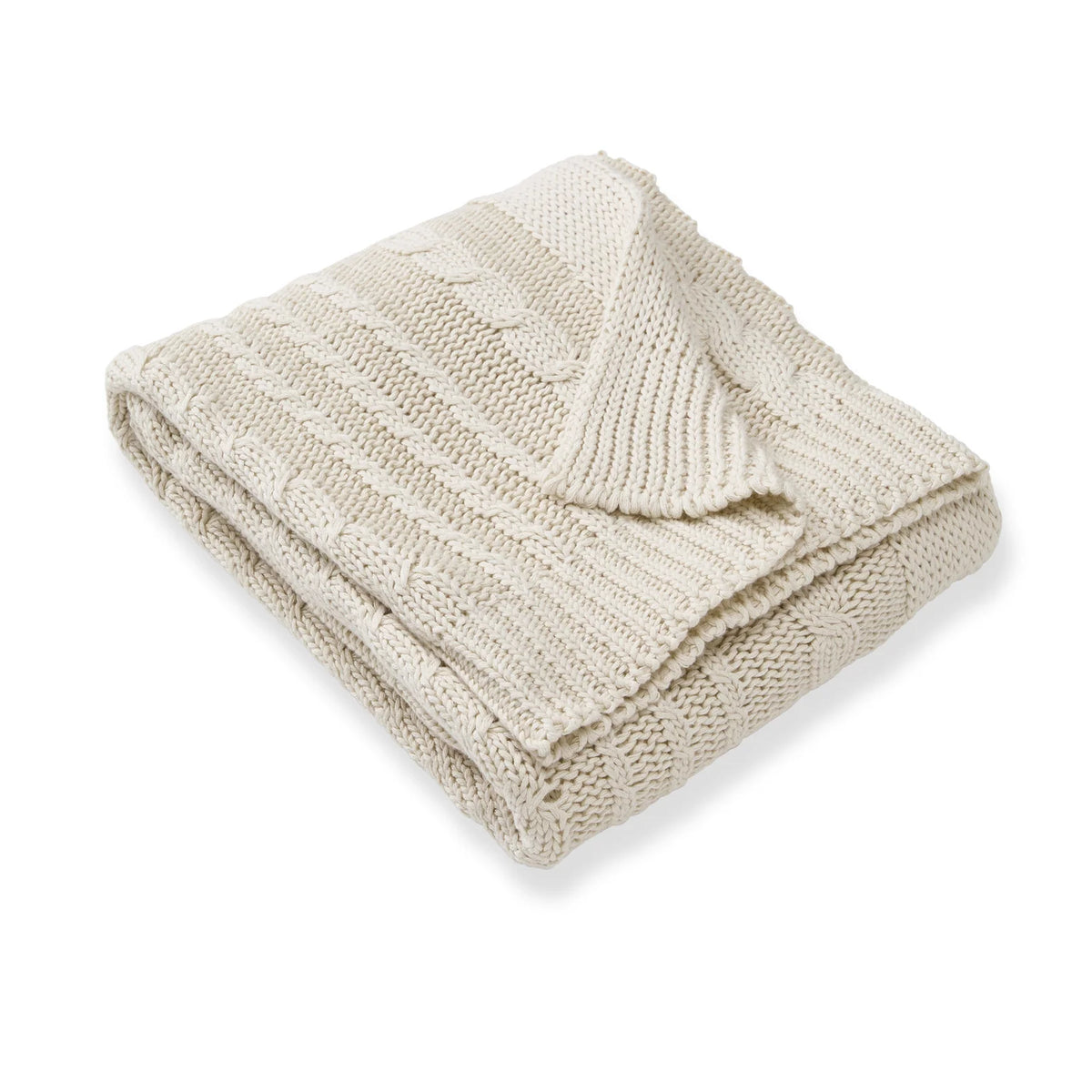 Cable Knit Baby Blanket in Oat