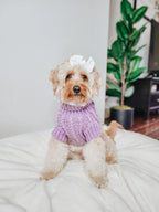 Cable Knit Dog Sweater in Lavender