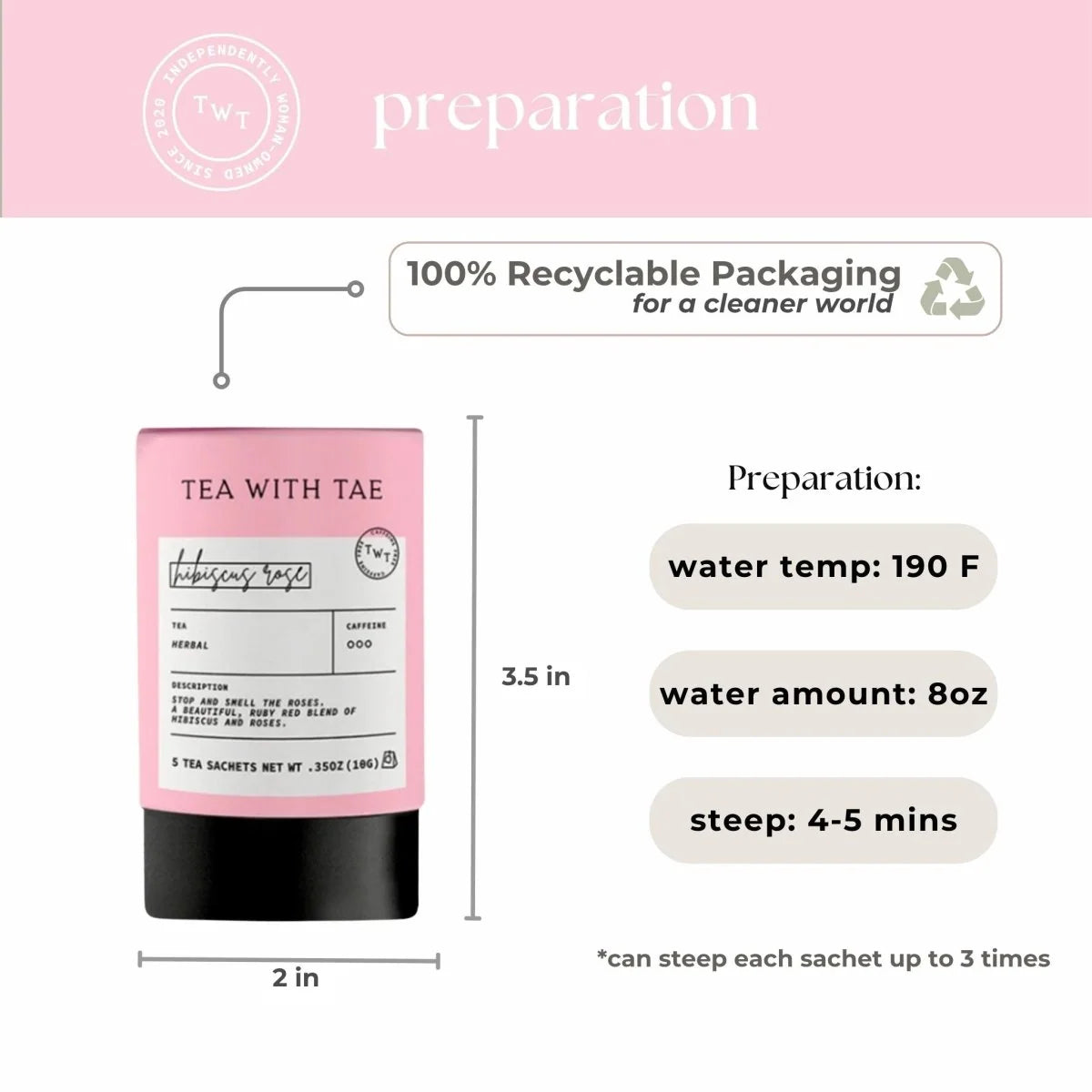 Caffeine-Free Hibiscus Tea Bags in Mini Tubes
