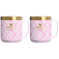 Camp Mug Set of Two 12 oz Mugs, Baby Bow Pink Peppermint