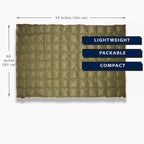 Camping Blanket with 650 Fill Power Down, 35°F Warmth, Poncho Snaps and Compact Stuff Sack