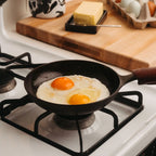 Cast Iron Chef Skillet for Morning Eggs, 7.5-Inch Preseasoned Pan with a Smooth Surface and Curved Sides