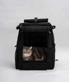 Cat Carrier Backpack with Technical Performance Materials and a Design Centered on Feline Curiosity