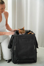 Cat Carrier Backpack with Technical Performance Materials and a Design Centered on Feline Curiosity