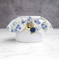 Cat Collar with Bells, Soft Cotton Blueberry Print Breakaway Collar, Bunny Ear Bow and Detachable Charm