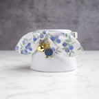 Cat Collar with Bells, Soft Cotton Blueberry Print Breakaway Collar, Bunny Ear Bow and Detachable Charm