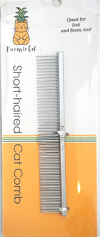 Cat Comb for Short-Haired Cats, Stainless Steel Triple-Purpose Grooming Tool with Fine and Wide Tines