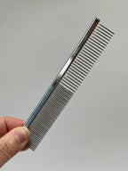 Cat Comb for Short-Haired Cats, Stainless Steel Triple-Purpose Grooming Tool with Fine and Wide Tines