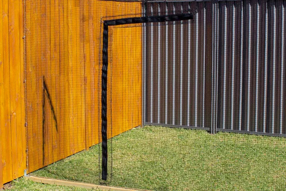 Cat Enclosure Zipper Panel, F-Shape UV-Treated Access Door with Surround Netting and Double-Sided Locking Slider